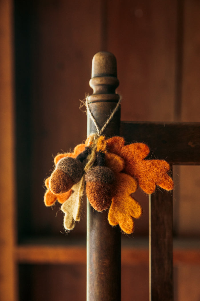 Felted Oak & Acorn Swag
