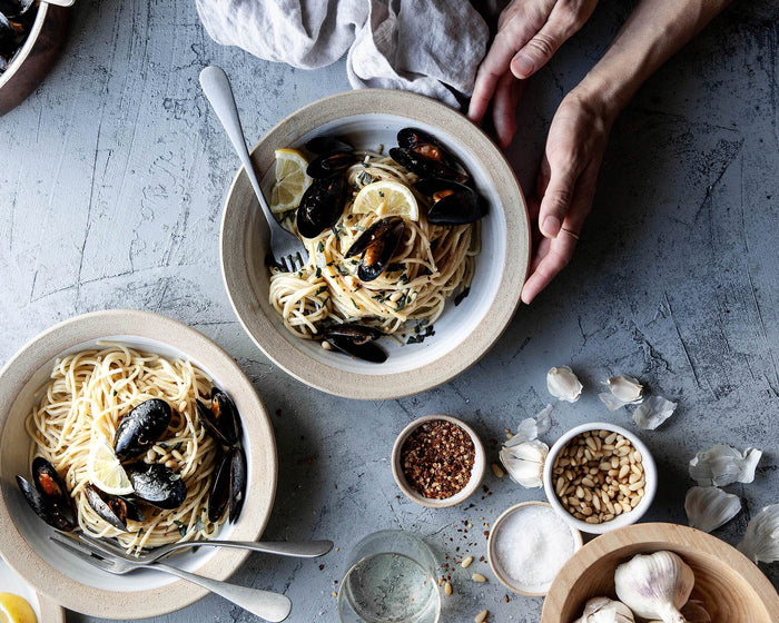 Pasta with White Wine & Mussels