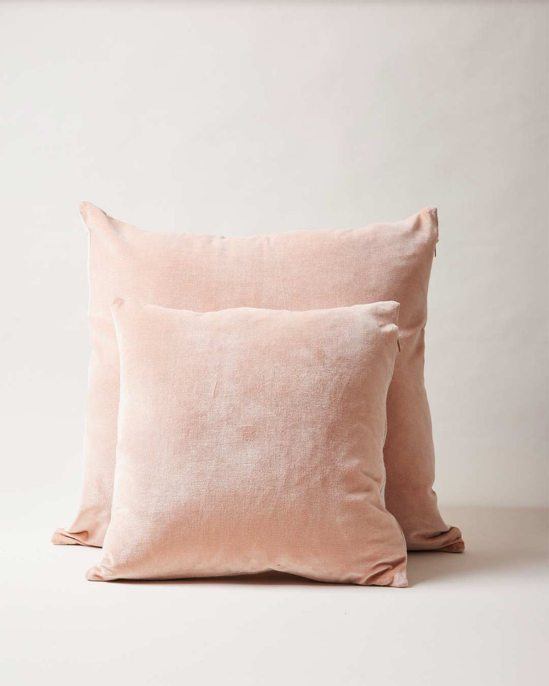 Velvet + Linen Pillow - Blush